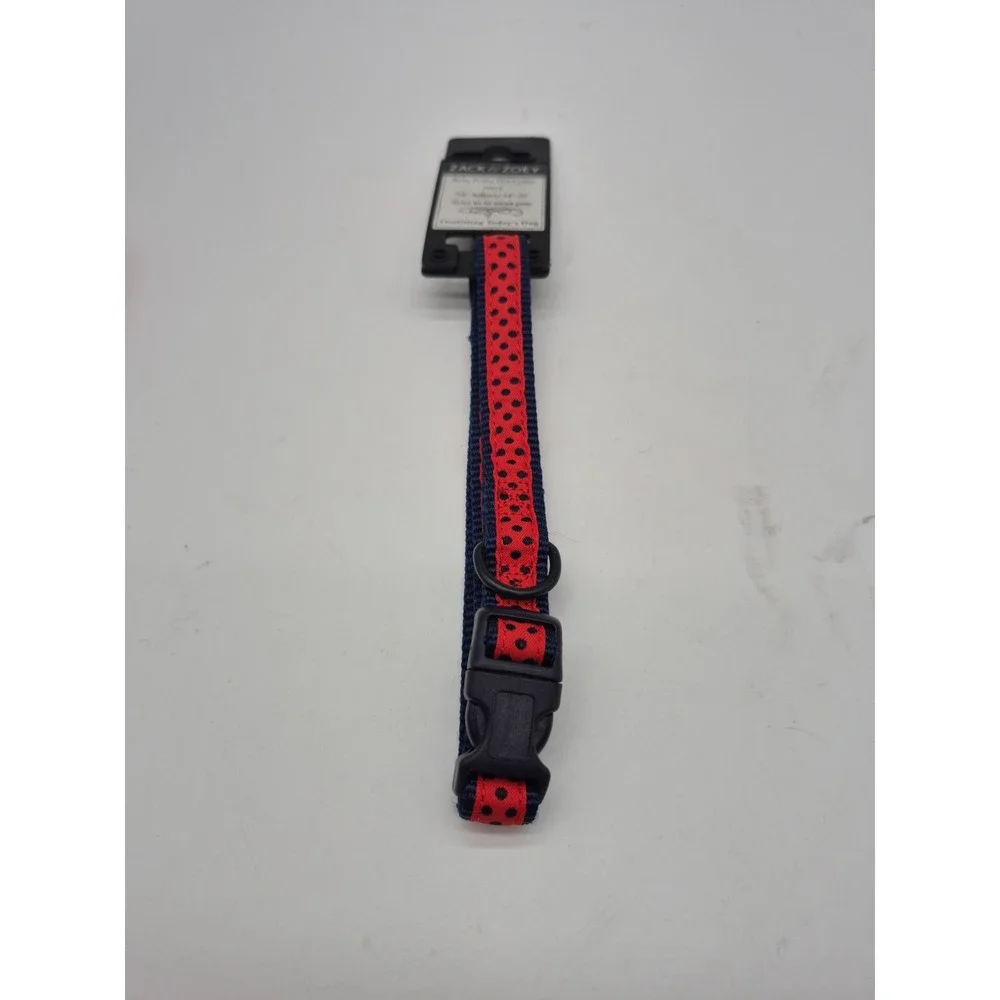Zack & Zoey Polka Dot Navy/ Red Dog Collar Sport Bears 5/8